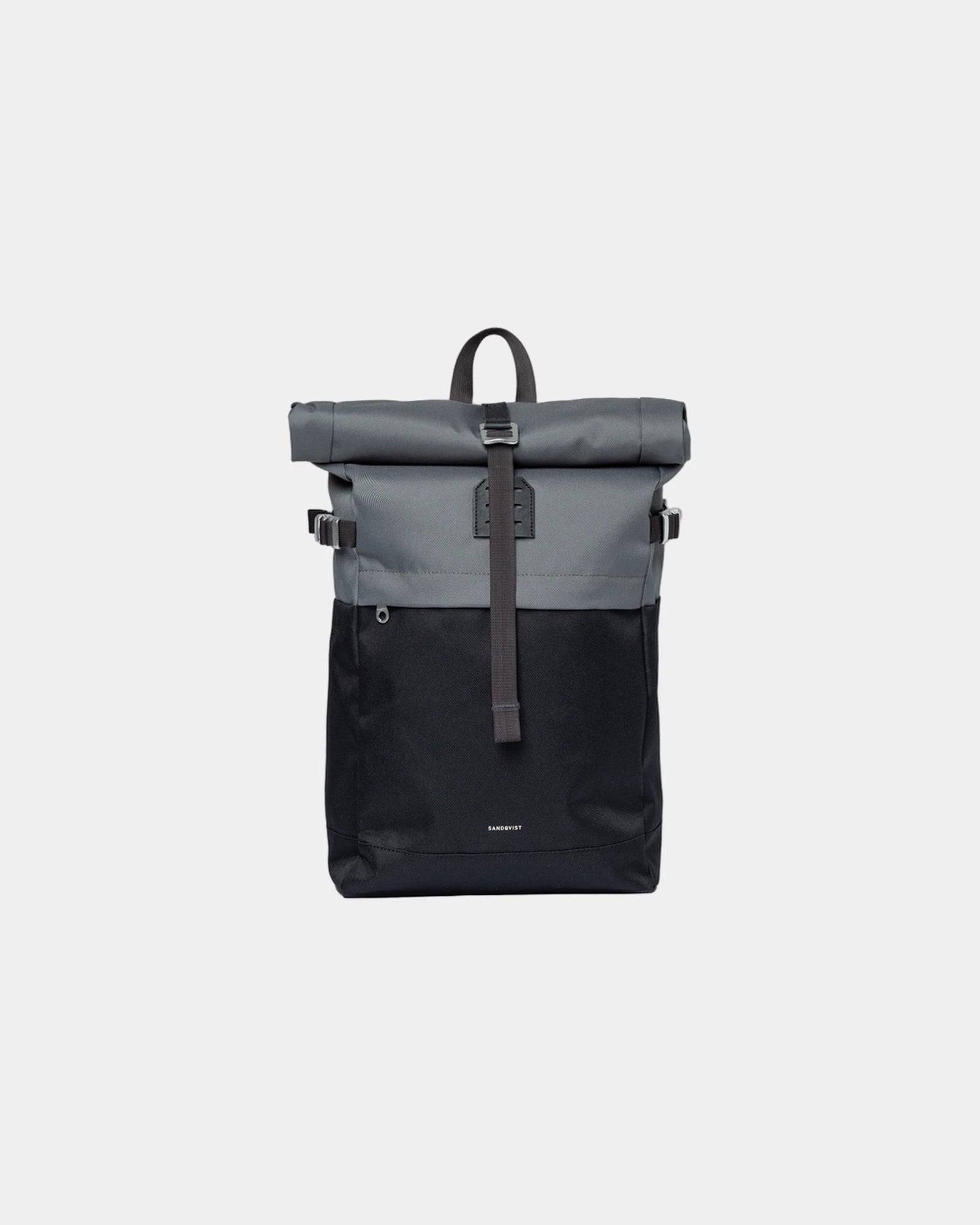 Sac à dos recyclé Sandqvist Icon Rolltop 23L à personnaliser - Multi Dark With Black Leather