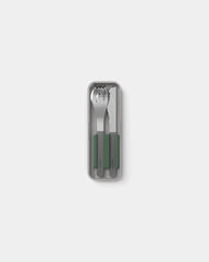 Couverts inox Monbento MB Slim Box à personnaliser - Trio Couteau - Vert Natural