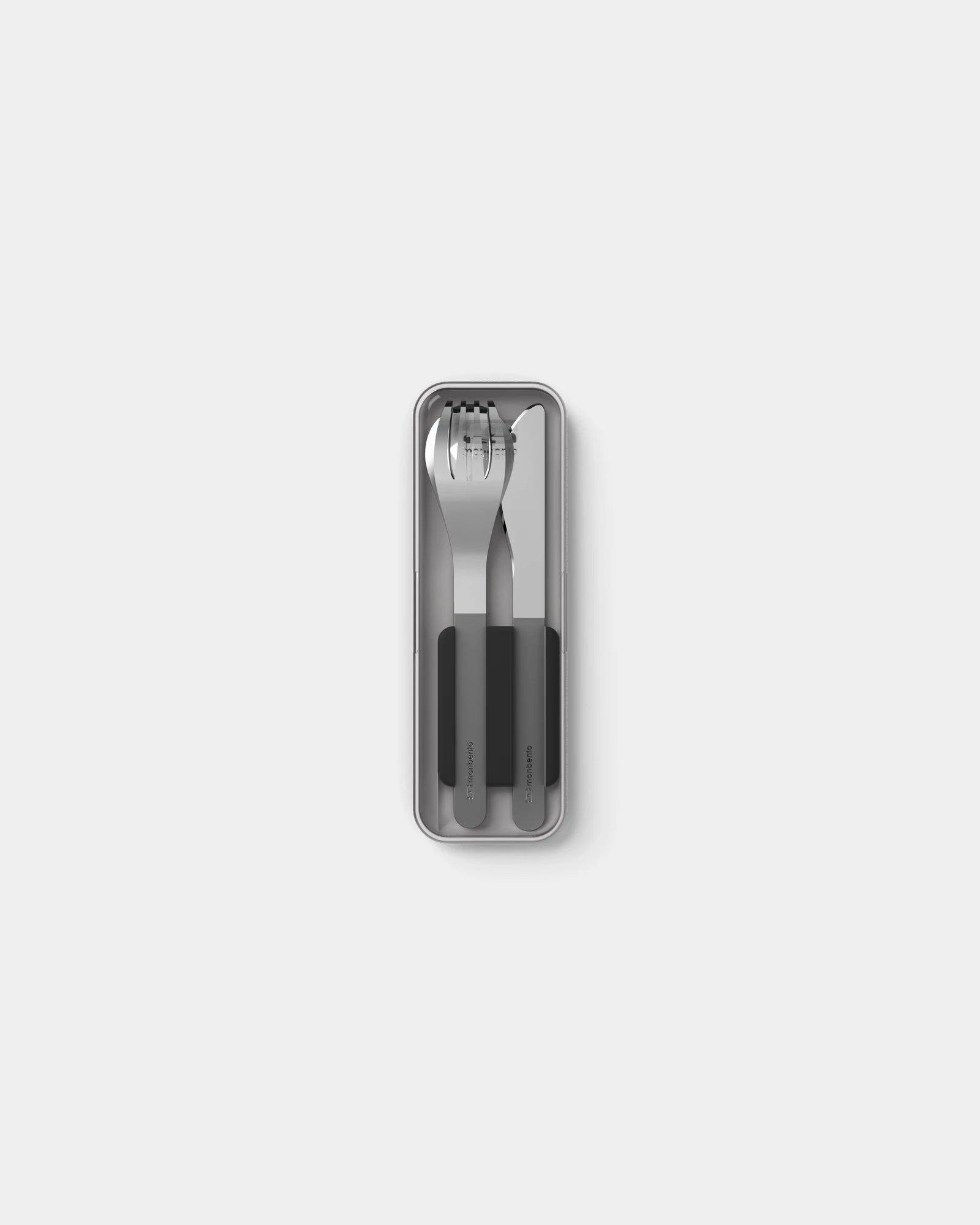 Couverts inox Monbento MB Slim Box à personnaliser - Trio Couteau - Noir Onyx